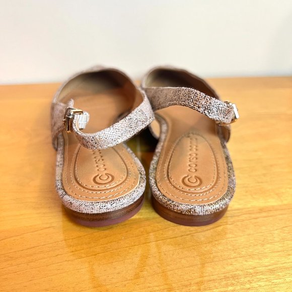 Corso Como Size 6.5 Gold Bronze Brown Beige Point Toe Slingback Flats Shoes - Picture 7 of 14